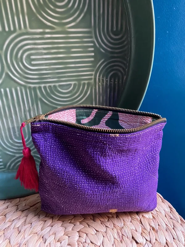Accessoires 14 petite trousse en kantha suzane violette